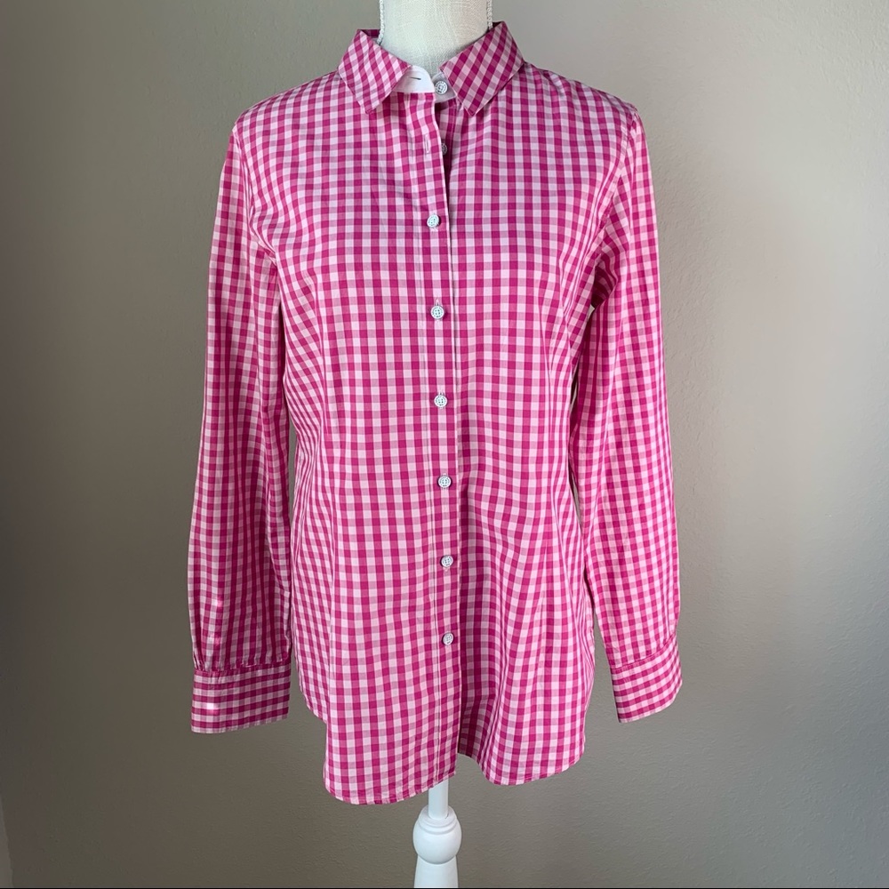 Brooks Brothers Pink Checker Top Size 8